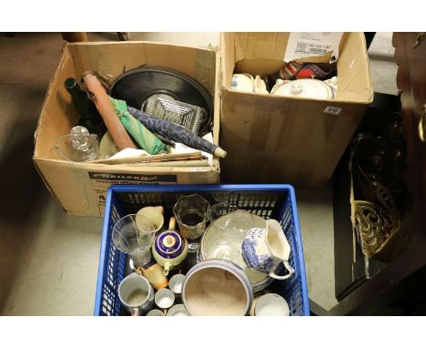 Three Boxes of Mixed Ceramics and Glassware plus some Collectables including Poole Bowl