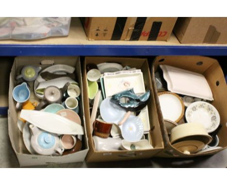 Tray of Denby Stoneware Tableware and Four Trays of Mixed Poole Pottery