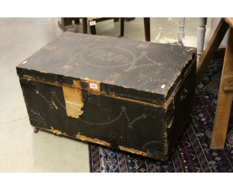 19th century Canvas Covered Pine Travelling Trunk