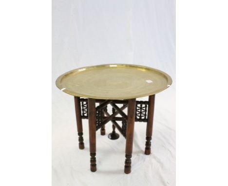 Eastern Folding Table with Brass Tray Top