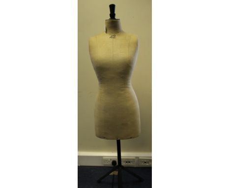 Tailors female mannequin, number '24' to front, on metal stand, total height 148cm approx.