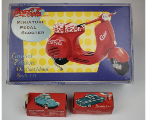 Coca Cola Miniature Pedal Scooter, limited edition, with certificate, contained in original box, together with two boxed diec