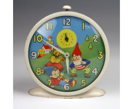 Smiths Noddy & Big Ears alarm clock, circa 1960s, diameter 11.5cm approx.