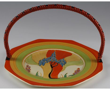 Clarice Cliff Bizarre Fantasque Octagonal plate, circa 1930s, 'Windbells' pattern, diameter 21.8cm approx.