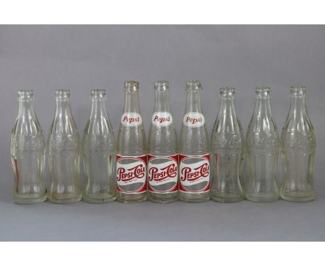 Fifteen various vintage glass bottles including “Pepsi cola” (x3), “Coca-cola”, “courage Brown Ale”, etc. 