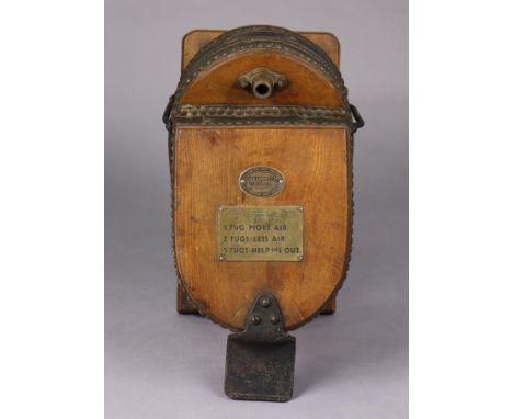 A vintage deep sea diver’s foot-operated air-supply pump, by Siebe Gorman &amp; Co. of London, 22” wide x 11¾” high.