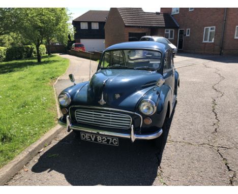 Beautiful Morris Minor offered in Trafalgar Blue. Owned by its current owner from new, it has been a treasured family car it’