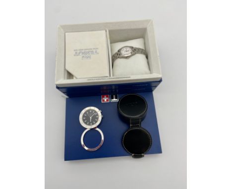 A Ladies Tissot boxed watch together with a London Links travel pocket watch. 