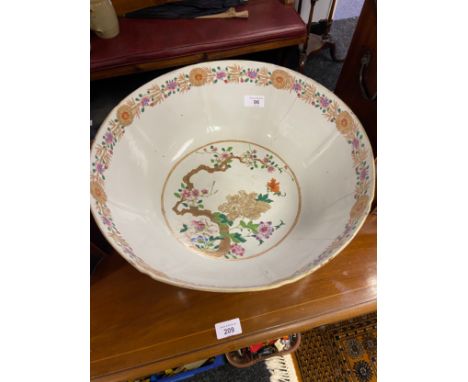 A 19th century Chinese Famille Rose panel painted bowl,  Detailing various figure and floral patterns. [As Found] [18cm in he