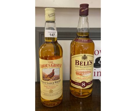 Two bottlings of scotch whisky- The Famous Grouse and Bell's 