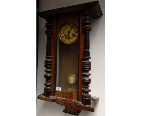 Antique wall clock, comes with pendulum and key. [67cm in height] 