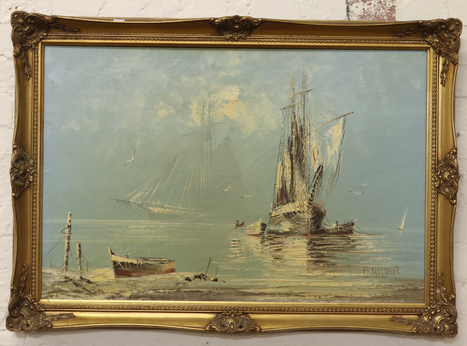 Artists Signature B Wilder. A Gilt Framed Oil On Canvas Painting ...