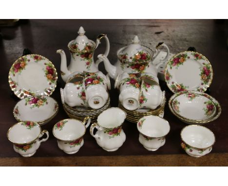 A Royal Albert part tea service decorated in The Old Country Roses pattern (approximately thirty six pieces).