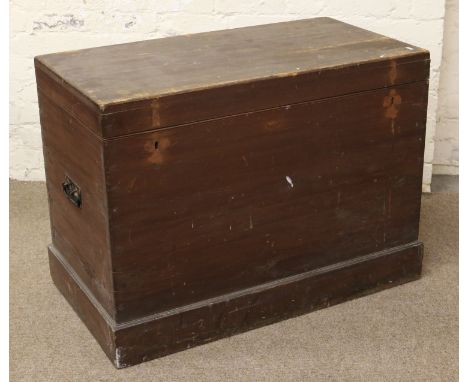 A Victorian pine trunk with internal tray.