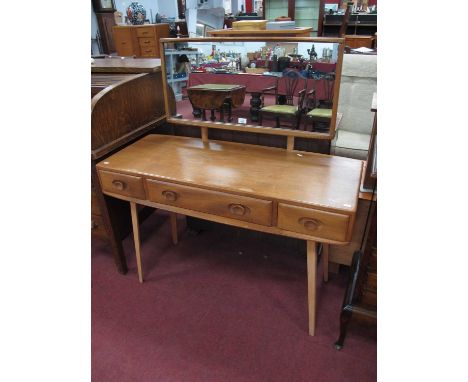 Ercol Dressing Table, with a raised mirror, three drawers on tapering supports, 114cm x 125cm highTOP WITH LIGHT MARKS WHERE 