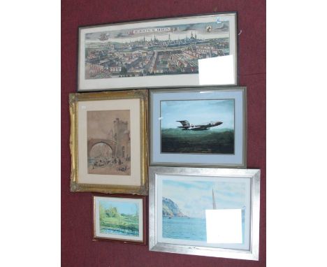 John Gillo, 'Sailing' print 33 x 44.5cm signed lower right, print of early Berlin plus three others. (5)