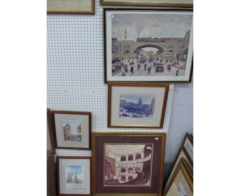 N.K. Rogerson, Limited Edtion Print "Hoisting the Chandeliers" refurbishment of the Lyceum Theatre, Sheffield, Frank Ruddick 