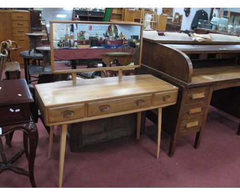 Ercol Dressing Table, with a raised mirror, three drawers on tapering supports, 114cm wide, 125cm high.1605 TOP WITH LIGHT SU