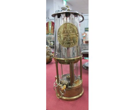 Eccles Miners Lamp Type GR6S, 25cm high.
