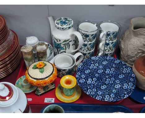 Midwinter 'Spanish Garden' Table Ware of Seventeen Pieces, Burleigh 'Calico' comport, Japanese ceramics, etc:- One Tray