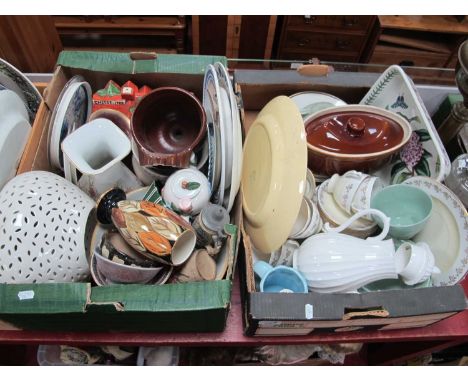 Worcester Coffee Pot, Colclough tea set, Old Court vase, other ceramics:- Two Boxes.