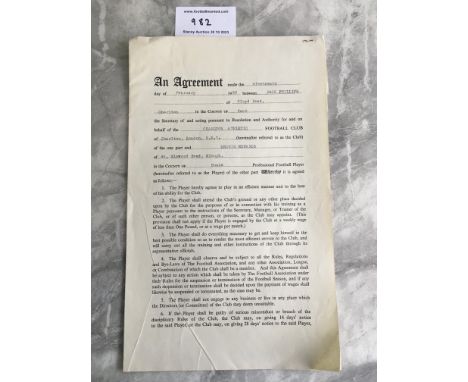 Dennis Edwards Charlton Athletic Football Contract: For end of season 58/59 which was his first in a six year stay. Signed by