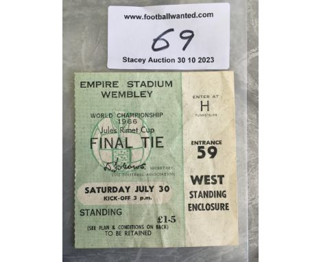 1966 World Cup Final Football Ticket: England v West Germany green ticket dated 30th July is in good condition.