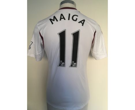 West Ham 2013 - 2014 Match Worn Football Shirt: White Adidas Alpari short sleeve shirt with Premier League badging. Number 11