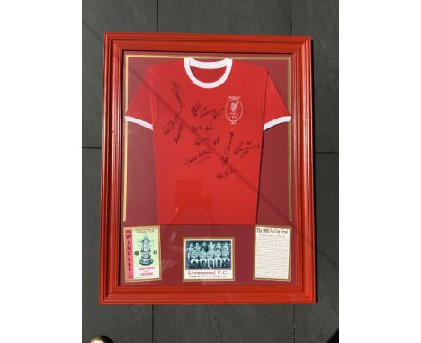 Liverpool 1965 FA Cup Fully Signed Framed Football Shirt: Beautifully and expensively framed in matching red painted frame an