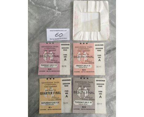 1966 World Cup Complete Set Of Goodson Park Tickets: All 4 matches played at Everton in 4 different colours with season ticke