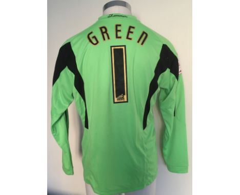 West Ham 2011 - 2012 Match Worn Goalkeepers Football Shirt: Green Macron SBOBET long sleeve shirt with NPower League badging.