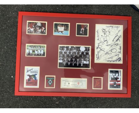 Liverpool 1977 European Cup Final Signed Framed Display: Large nicely framed display. Large page signed by the winning team w