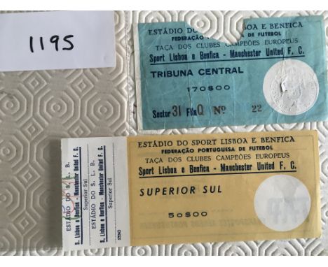 Sporting Lisbon + Benfica v Manchester United Football Tickets: Unused like new standing ticket. C/W embossed used seat ticke