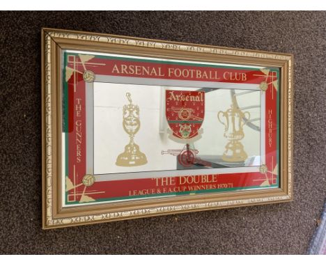 1970s Arsenal Football Mirror: Produced in the mid 70s celebrating the double win of 70/71. Original gold frame is still very