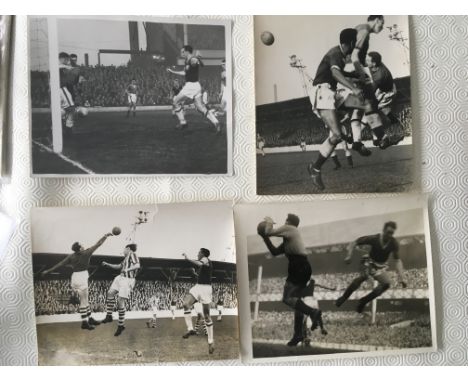 1950s West Ham Football Press Photos: Match action at 56/57 Everton, 57/58 home to Huddersfield Doncaster, 58/59 Leicester. A