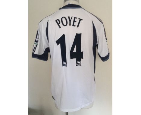 Tottenham 2001 - 2002 Match Worn Football Shirt: White Adidas Holsten short sleeve shirt with Premier League badging. Number 