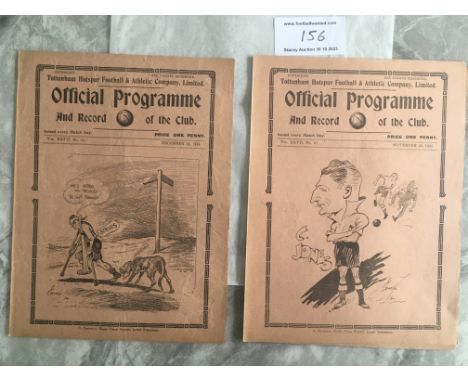 1934 1935 Tottenham Reserve Football Programmes: London Combination v QPR and Portsmouth. Good with team changes. (2)