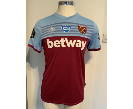 2019 - 2020 West Ham Home Match Worn Football Shirt: Hard to obtain as these covid season shirts were not given to the public