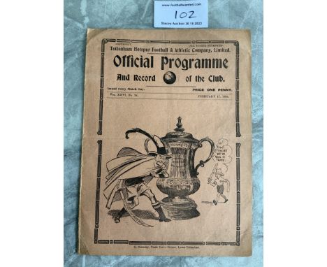 33/34 Tottenham v Aston Villa FA Cup Football Programme: Very good condition with no team changes dated 17 2 1934.