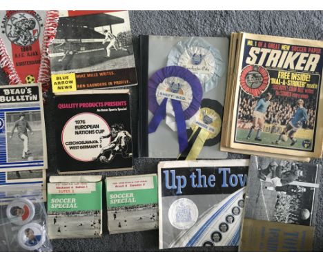 Football Memorabilia Box: Includes Ipswich championship souvenirs for 60/61 + 61/62, first 10 editions of Striker magazine 19