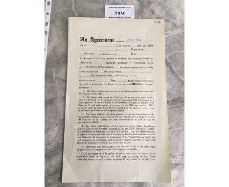 Reg Evans Charlton Athletic Football Contract: For season 59/60 paying twenty pounds per week during the season if playing in