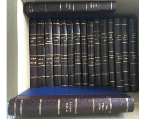 Aston Villa Bound Volumes Of Football Programmes: A complete run from 48/49 to 58/59 plus 60/61 then a further complete run f