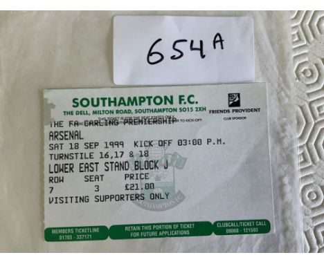 Thierry Henry First Goal For Arsenal Football Ticket: Southampton v Arsenal dated 18 9 1999 in excellent condition.