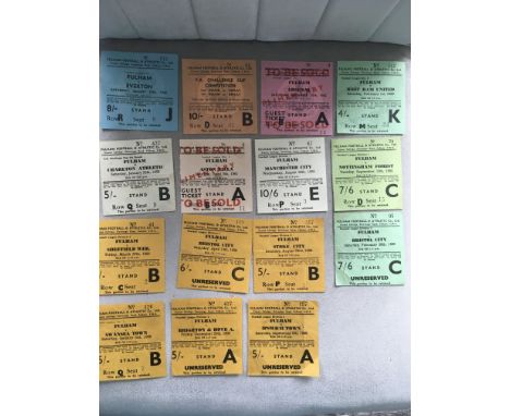 57/58 - 62/63 Fulham Home Football Tickets: Rare chance to pick up good condition private collection. Includes 57/58 Bristol 