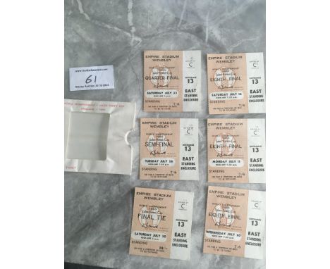 1966 World Cup Complete Set England Tickets: Very good salmon colour tickets for all 6 of the matches England played includin
