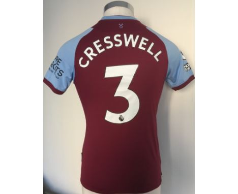 West Ham 2020 - 2021 Match Worn Football Shirt: Claret Umbro Betway short sleeve shirt with Premier League badging. Number 3 