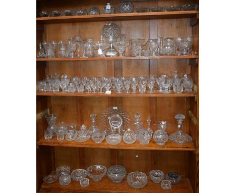 Glassware - an assortment of cut glass, Royal Doulton, Stuart, and others, including, a table lamp, decanters, drinking glass