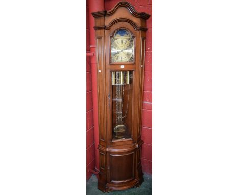 An oak corner longcase hall clock