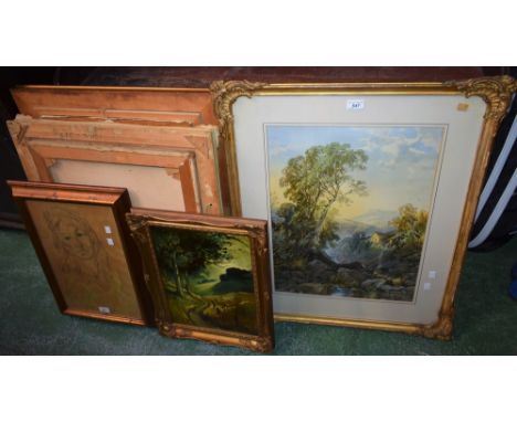 Continental School (late 19th century), The Water Mill, lithograph; other 19th and 20th century landscape prints and pictures