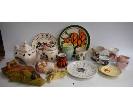 Ceramics - a Mason's Christmas Village pattern teapot; others, similar, milk jug, ginger jar and side plate; etc; Sylvac, var